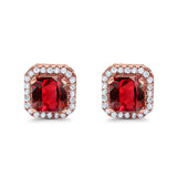 Stud Earrings Wedding Bridal Princess Simulated Cubic Zirconia Solid 925 Sterling Silver