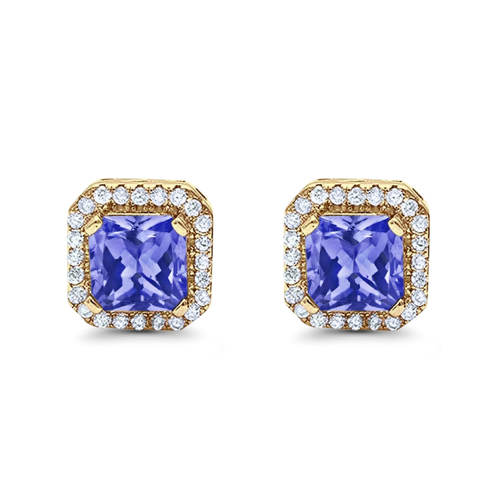 Stud Earrings Wedding Bridal Princess Simulated Cubic Zirconia Solid 925 Sterling Silver
