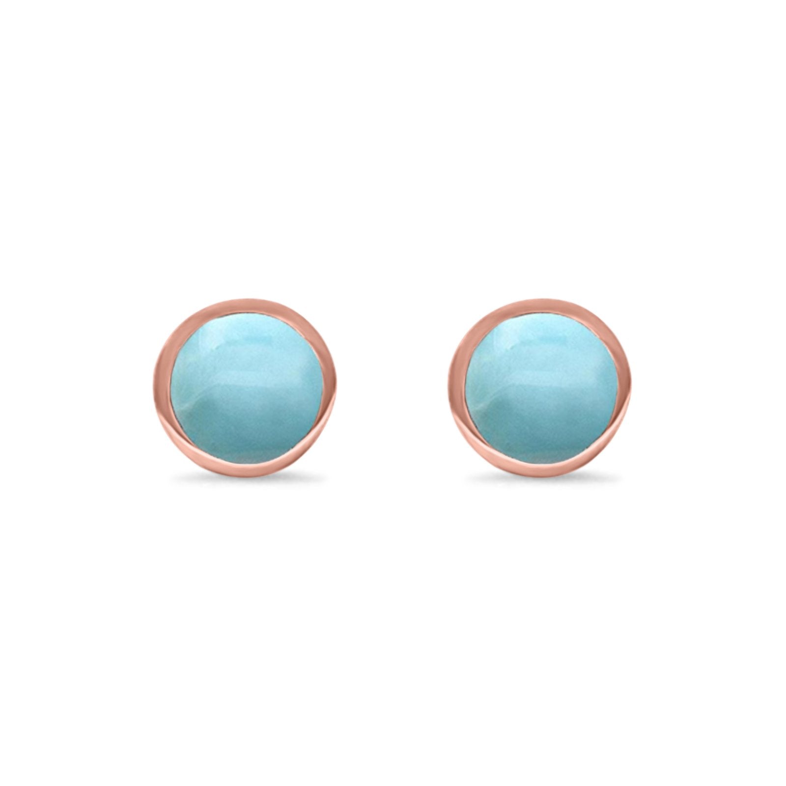 Bezel Stud Earring Round Lab Created Opal 925 Sterling Silver (7mm)