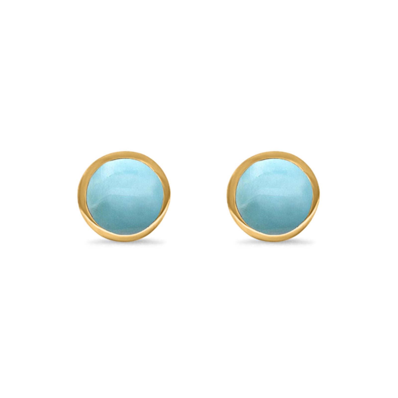 Bezel Stud Earring Round Lab Created Opal 925 Sterling Silver (7mm)
