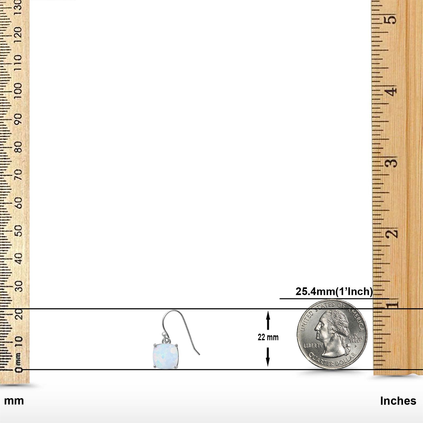 Halo Drop Dangle Earrings Cushion Lab Opal Fish Hook 925 Sterling Silver (22mm)