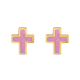 Cross Stud Earrings Lab Created Opal 925 Sterling Silver