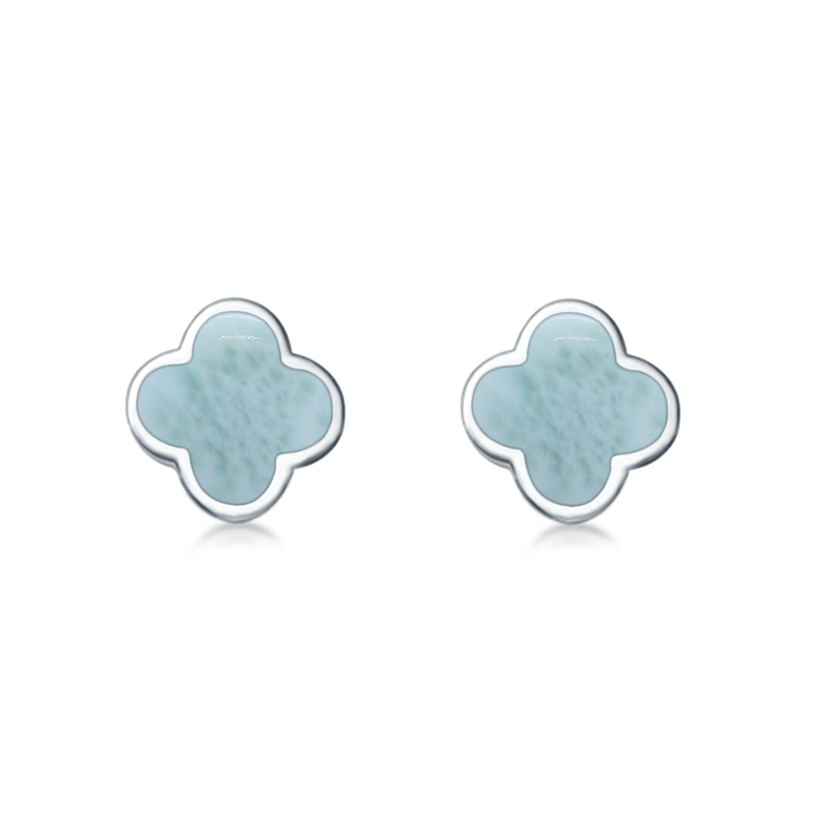 Clover Flower Stud Earring Lab Created Opal 925 Sterling Silver (6.20mm)