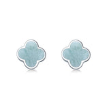 Clover Flower Stud Earring Lab Created Opal 925 Sterling Silver (6.20mm)