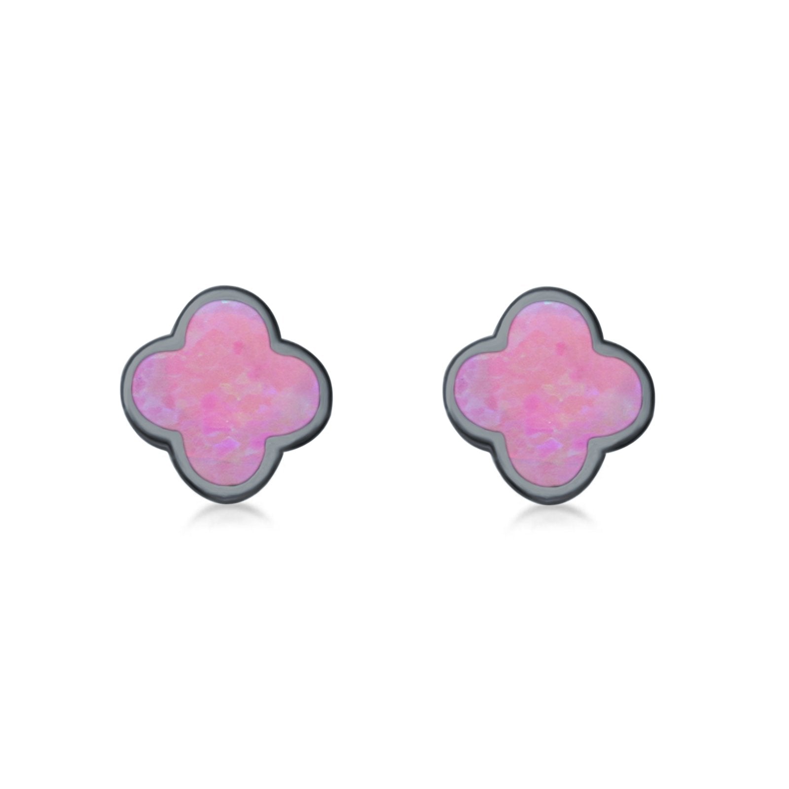 Clover Flower Stud Earring Lab Created Opal 925 Sterling Silver (6.20mm)