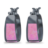 Hoop Huggies Earrings Irregular Shape Created Opal 925 Sterling Silver