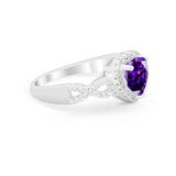 Heart Promise Ring Round Simulated Cubic Zirconia  925 Sterling Silver