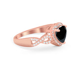 Heart Promise Ring Round Simulated Cubic Zirconia  925 Sterling Silver