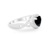 Heart Promise Ring Round Simulated Cubic Zirconia  925 Sterling Silver