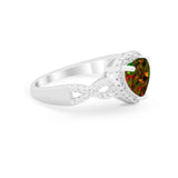 Heart Promise Ring Round Simulated Cubic Zirconia  925 Sterling Silver