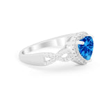Heart Promise Ring Round Simulated Cubic Zirconia  925 Sterling Silver