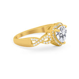 Heart Promise Ring Round Simulated Cubic Zirconia  925 Sterling Silver
