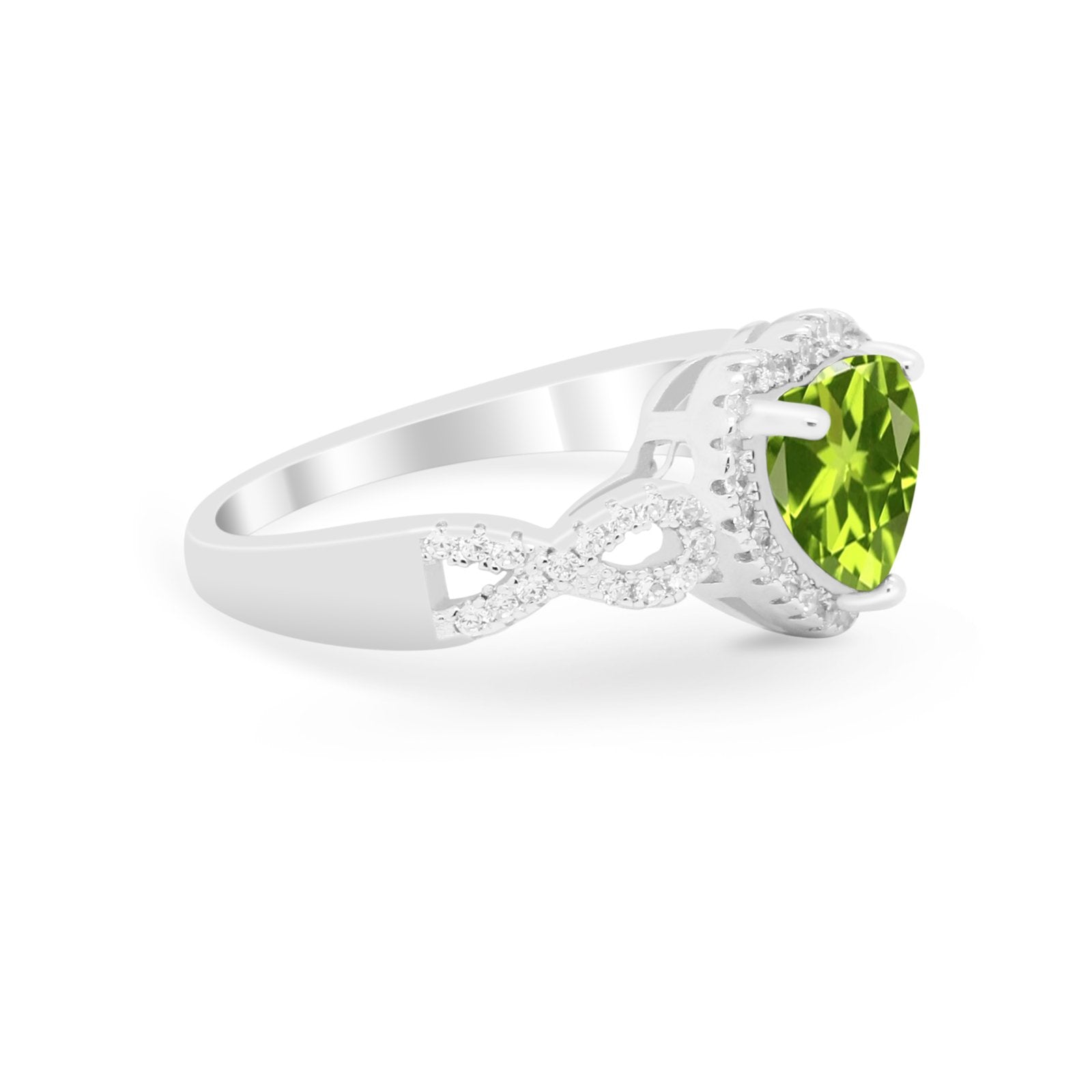 Heart Promise Ring Round Simulated Cubic Zirconia  925 Sterling Silver