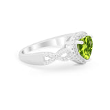 Heart Promise Ring Round Simulated Cubic Zirconia  925 Sterling Silver