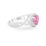 Heart Promise Ring Round Simulated Cubic Zirconia  925 Sterling Silver