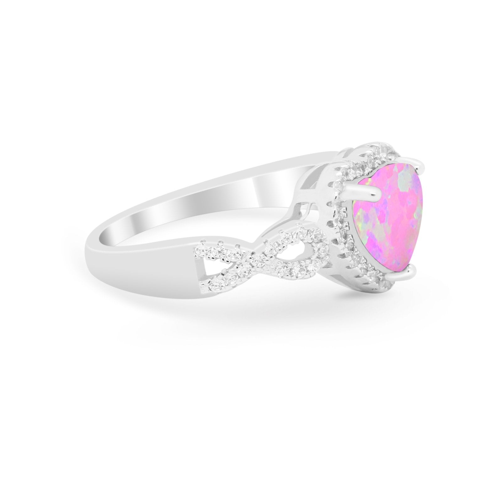 Heart Promise Ring Round Simulated Cubic Zirconia  925 Sterling Silver