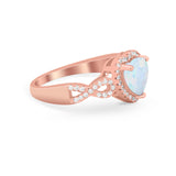 Heart Promise Ring Round Simulated Cubic Zirconia  925 Sterling Silver