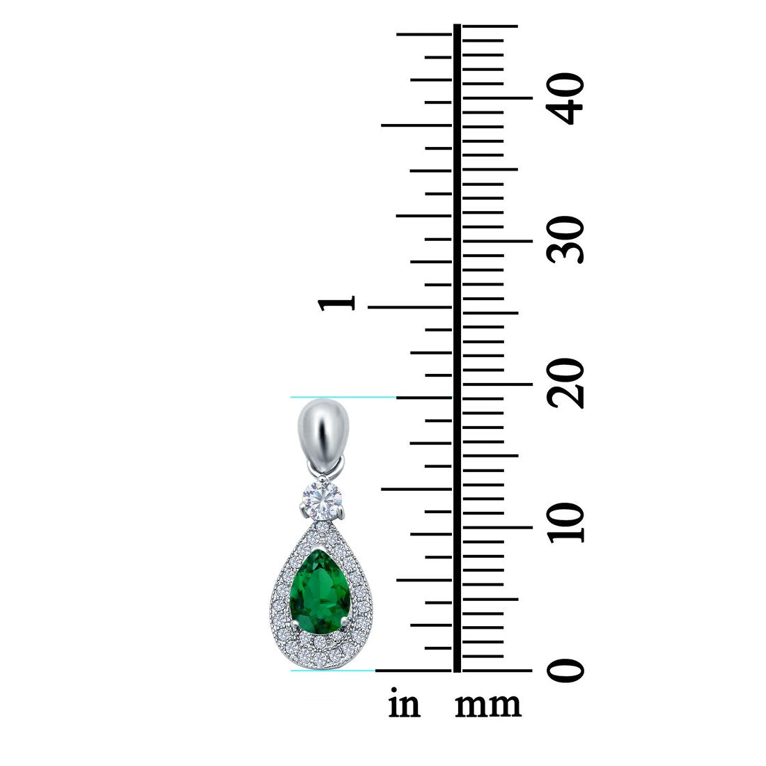 Halo Teardrop Pendant Simulated Cubic Zirconia 925 Sterling Silver (26mm)