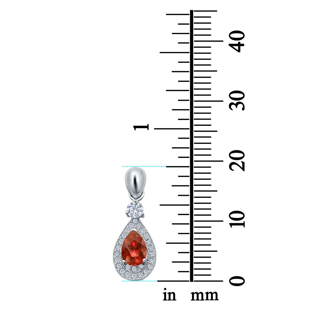 Halo Teardrop Pendant Simulated Cubic Zirconia 925 Sterling Silver (26mm)