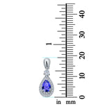 Halo Teardrop Pendant Simulated Cubic Zirconia 925 Sterling Silver (26mm)