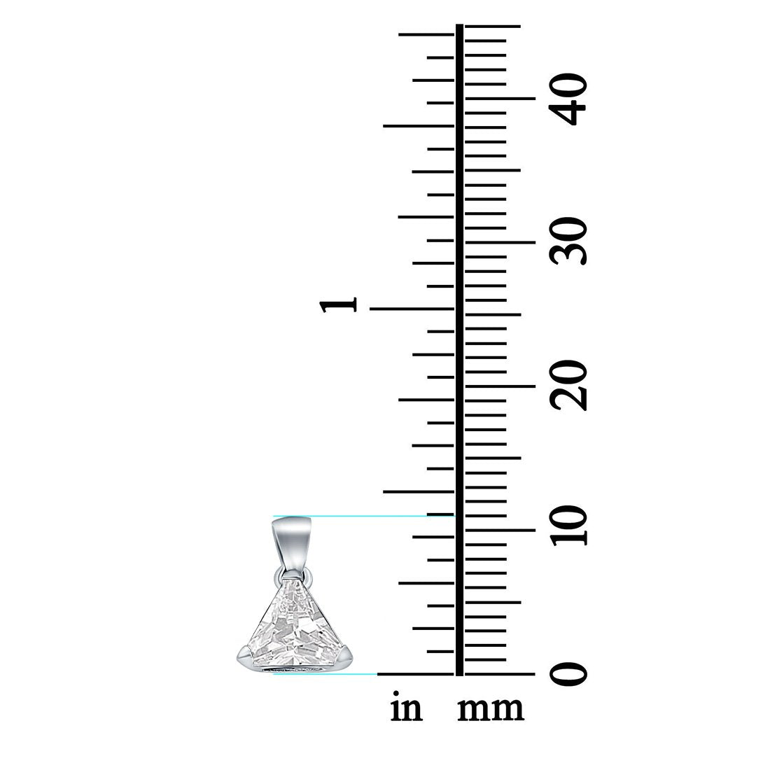 Triangle Cut Charm Pendant Simulated Cubic Zirconia 925 Sterling Silver (11mm)