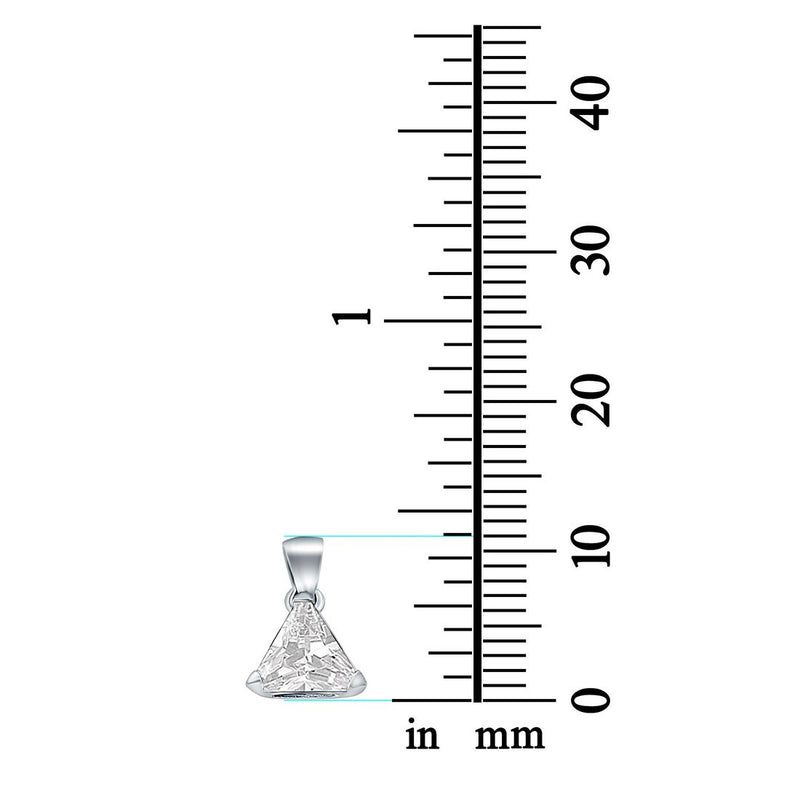 Triangle Cut Charm Pendant Simulated Cubic Zirconia 925 Sterling Silver (11mm)