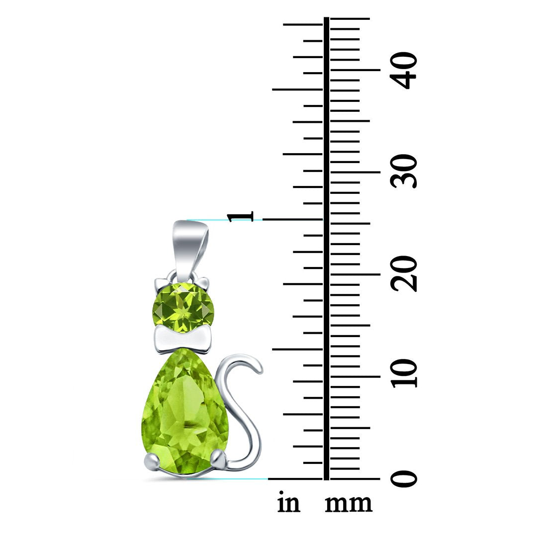 Teardrop Cat Pendant Charm Pear Simulated Cubic Zirconia 925 Sterling Silver