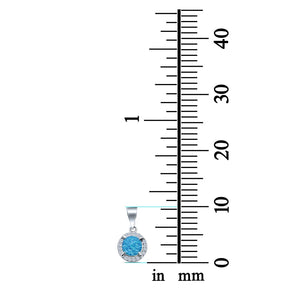 Round Lab Created Opal & Cubic Zirconia 925 Sterling Silver Charm Pendant