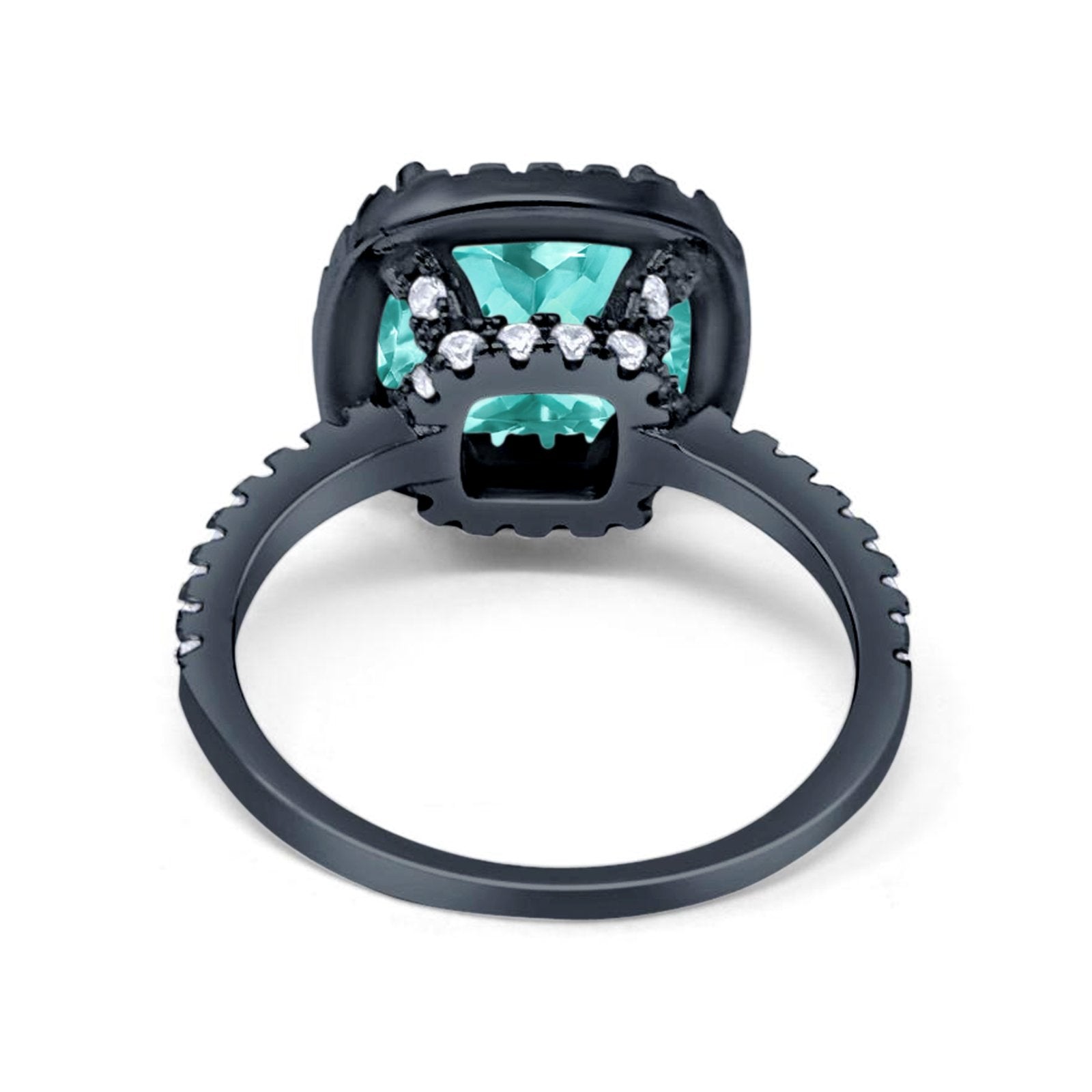 Engagement Ring Solitaire Cushion Simulated Cubic Zirconia 925 Sterling Silver