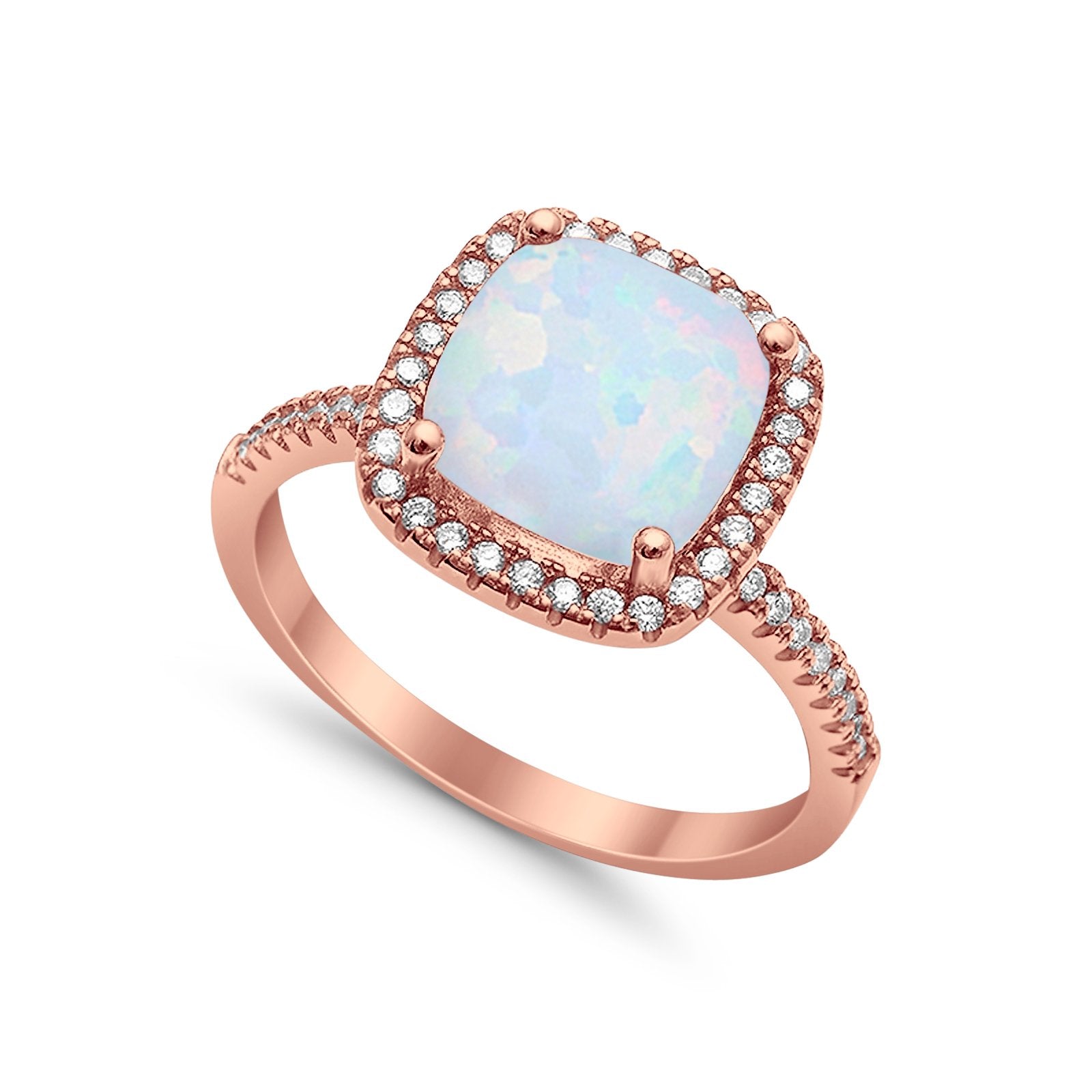 Engagement Ring Solitaire Cushion Simulated Cubic Zirconia 925 Sterling Silver