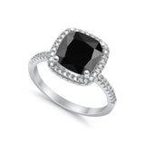 Engagement Ring Solitaire Cushion Simulated Cubic Zirconia 925 Sterling Silver