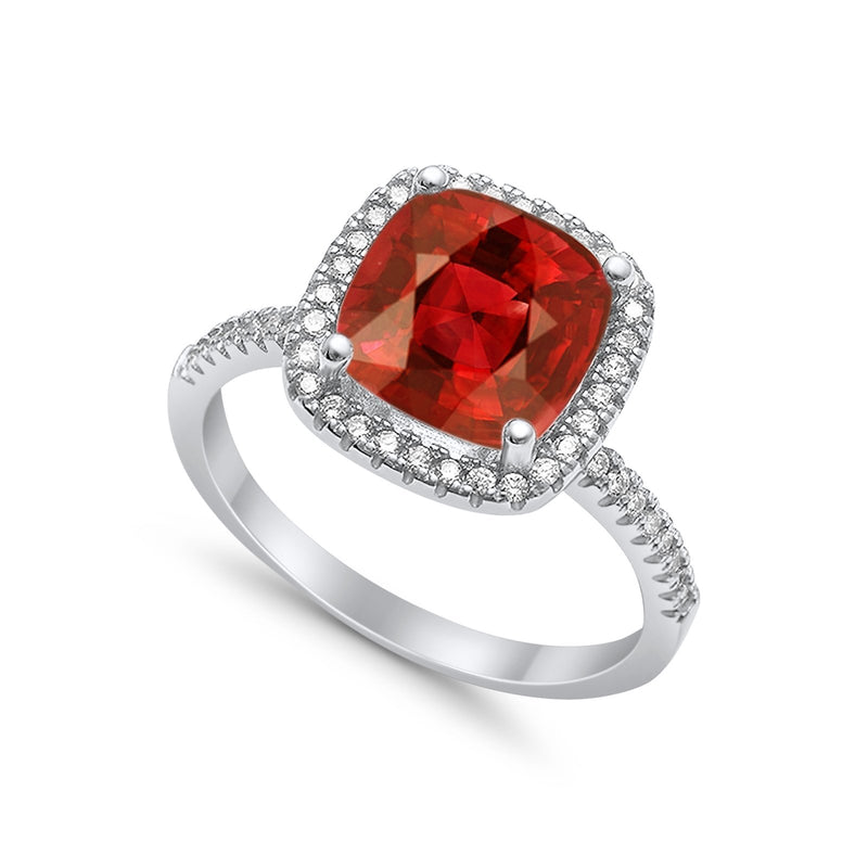 Engagement Ring Solitaire Cushion Simulated Cubic Zirconia 925 Sterling Silver
