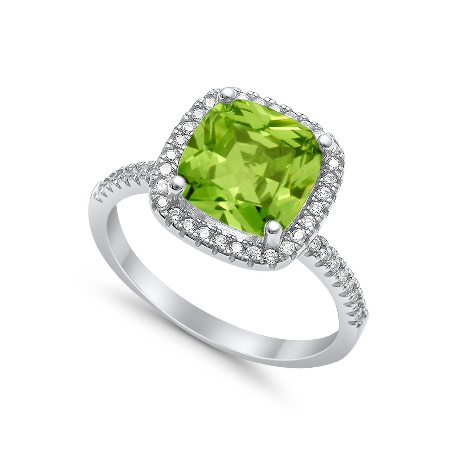 Engagement Ring Solitaire Cushion Simulated Cubic Zirconia 925 Sterling Silver