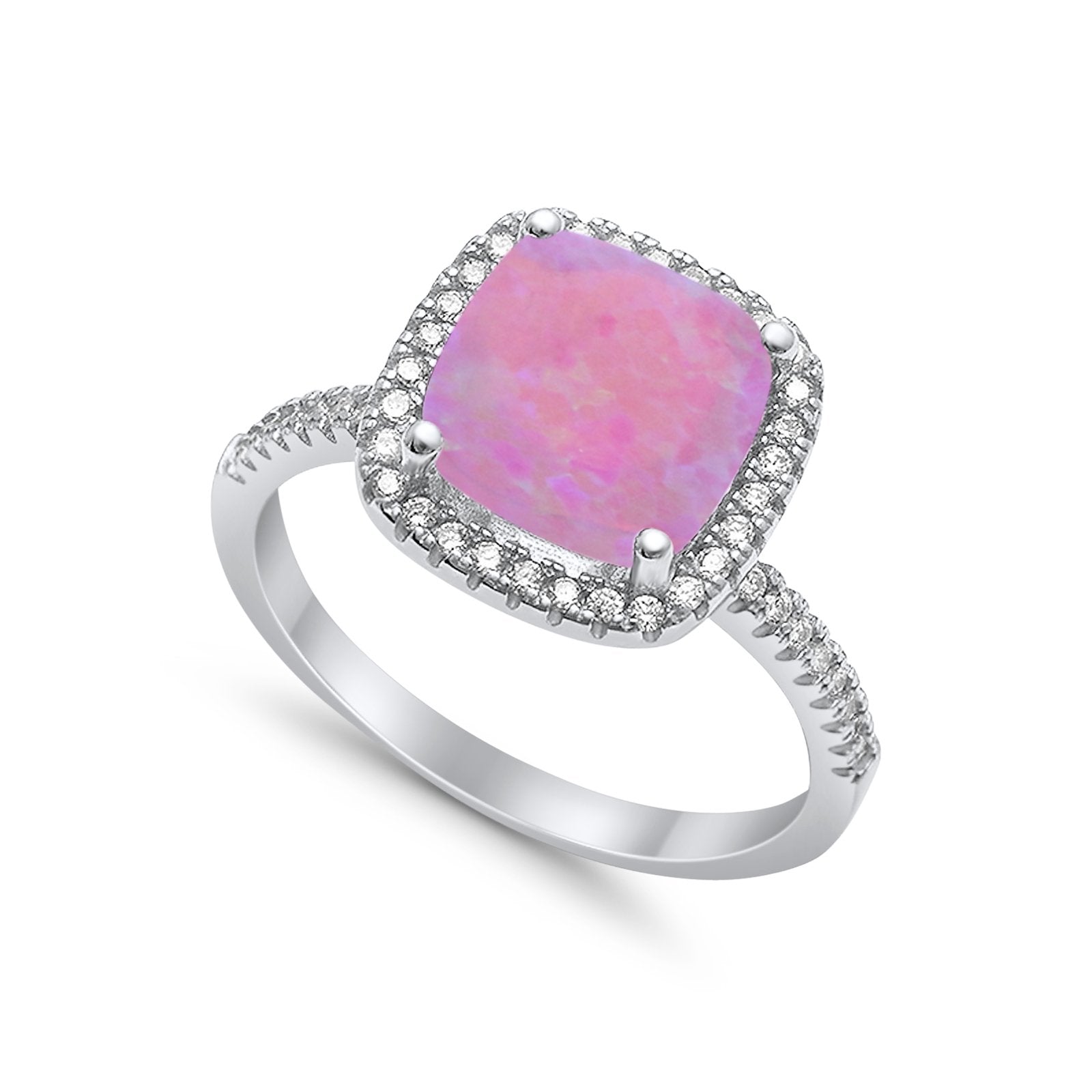 Engagement Ring Solitaire Cushion Simulated Cubic Zirconia 925 Sterling Silver