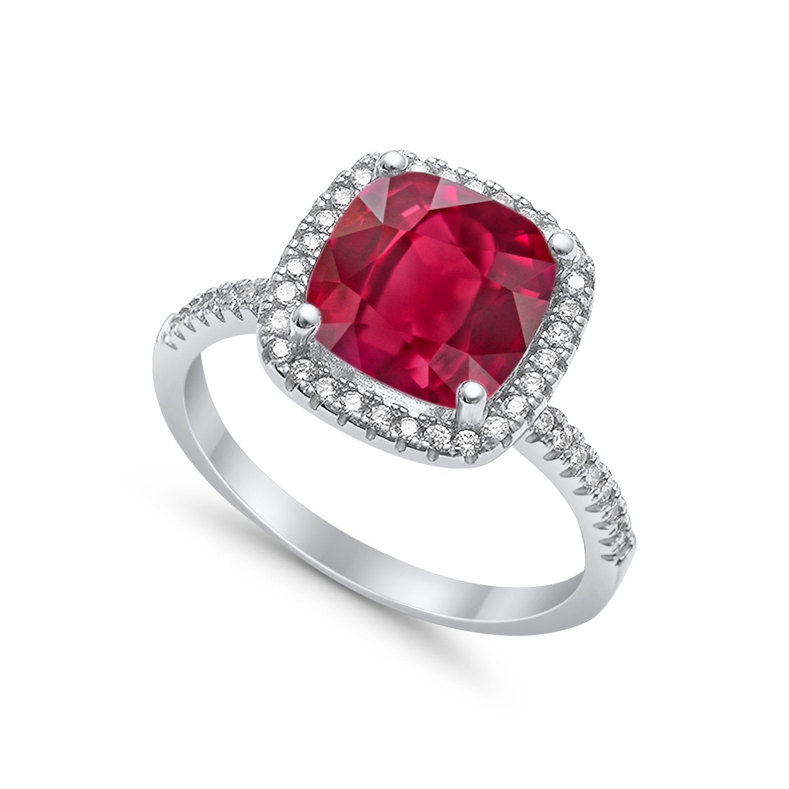 Engagement Ring Solitaire Cushion Simulated Cubic Zirconia 925 Sterling Silver