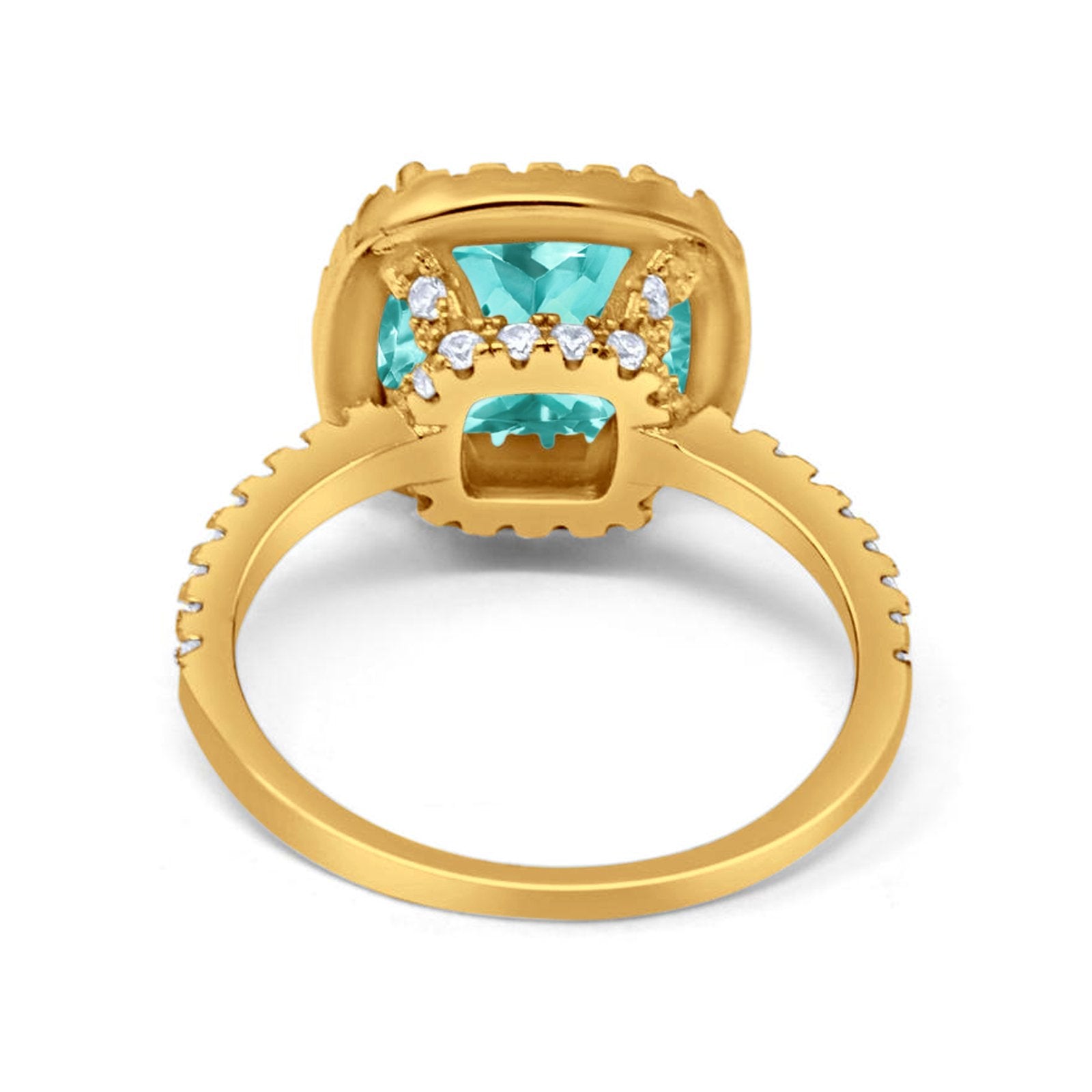 Engagement Ring Solitaire Cushion Simulated Cubic Zirconia 925 Sterling Silver