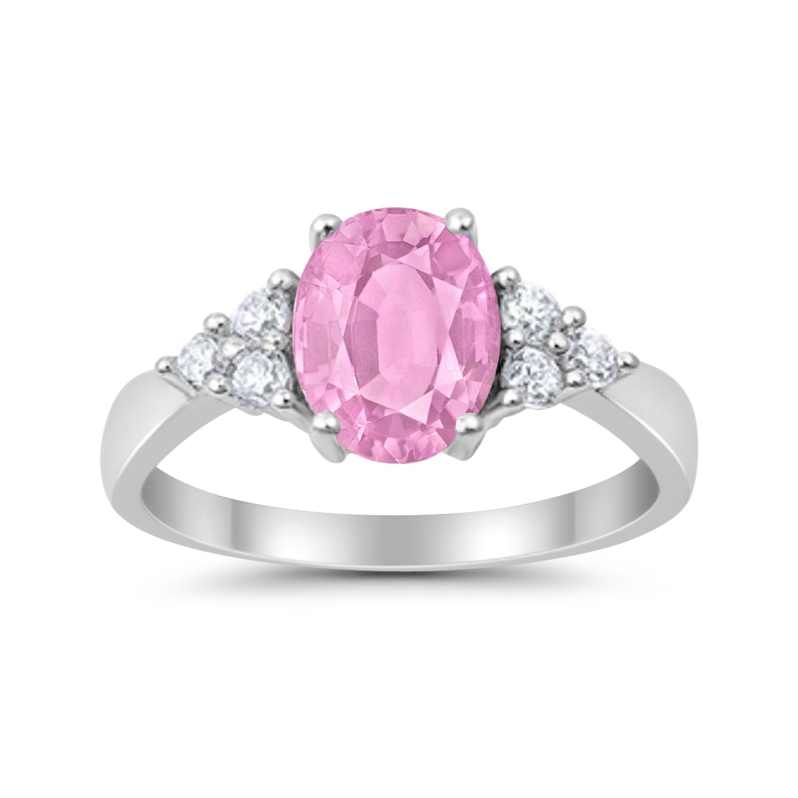 Solitaire Oval Three Stone Simulated Cubic Zirconia 925 Sterling Silver