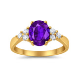 Solitaire Oval Three Stone Simulated Cubic Zirconia 925 Sterling Silver