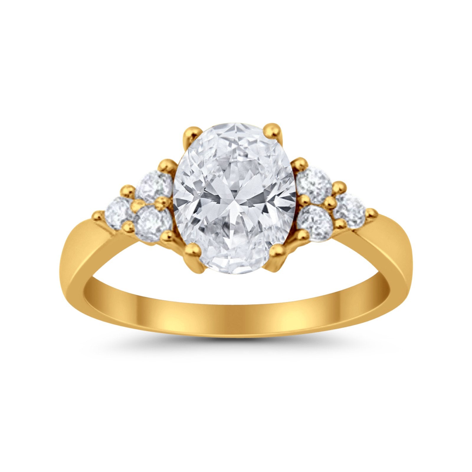 Solitaire Oval Three Stone Simulated Cubic Zirconia 925 Sterling Silver