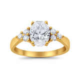 Solitaire Oval Three Stone Simulated Cubic Zirconia 925 Sterling Silver
