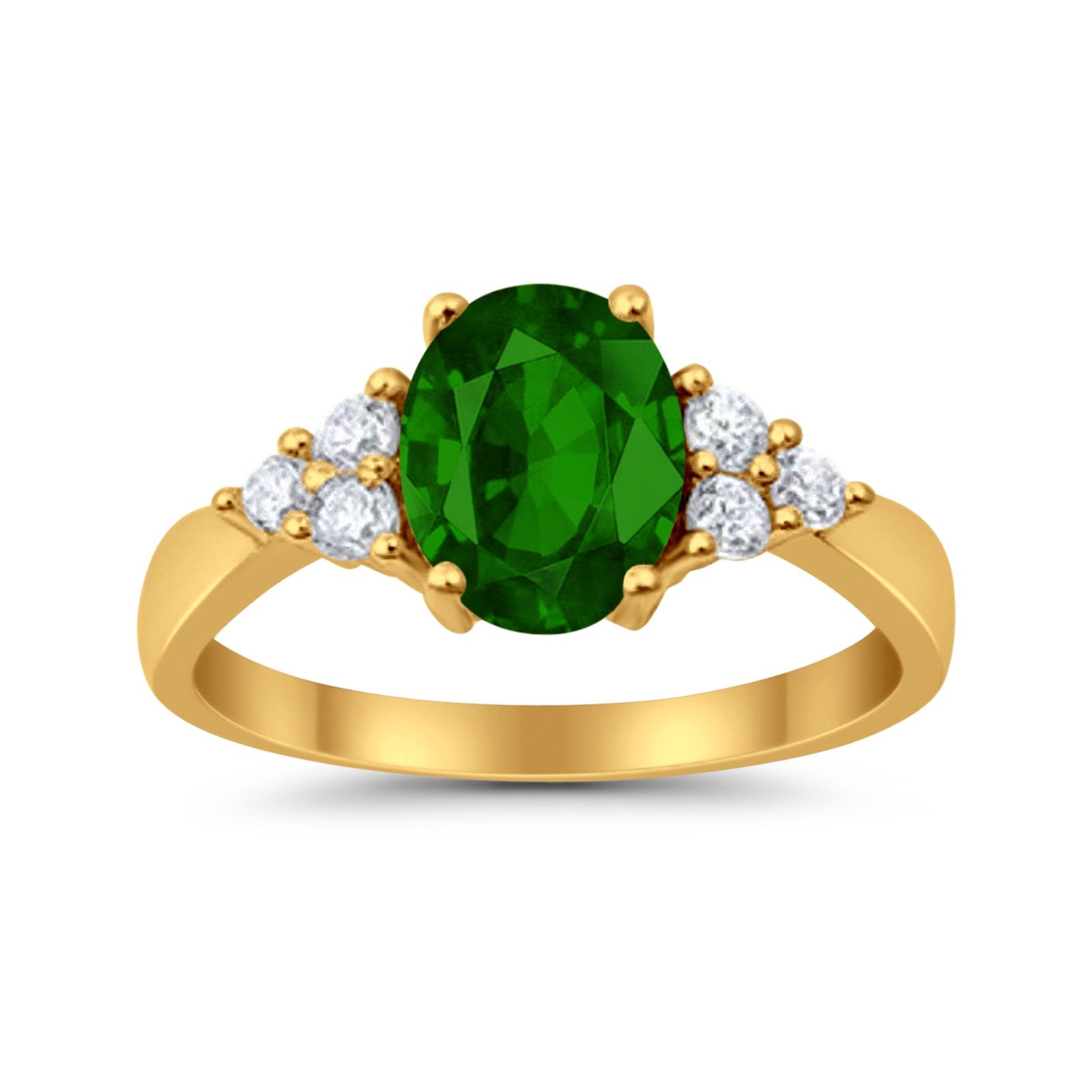 Solitaire Oval Three Stone Simulated Cubic Zirconia 925 Sterling Silver