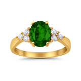 Solitaire Oval Three Stone Simulated Cubic Zirconia 925 Sterling Silver