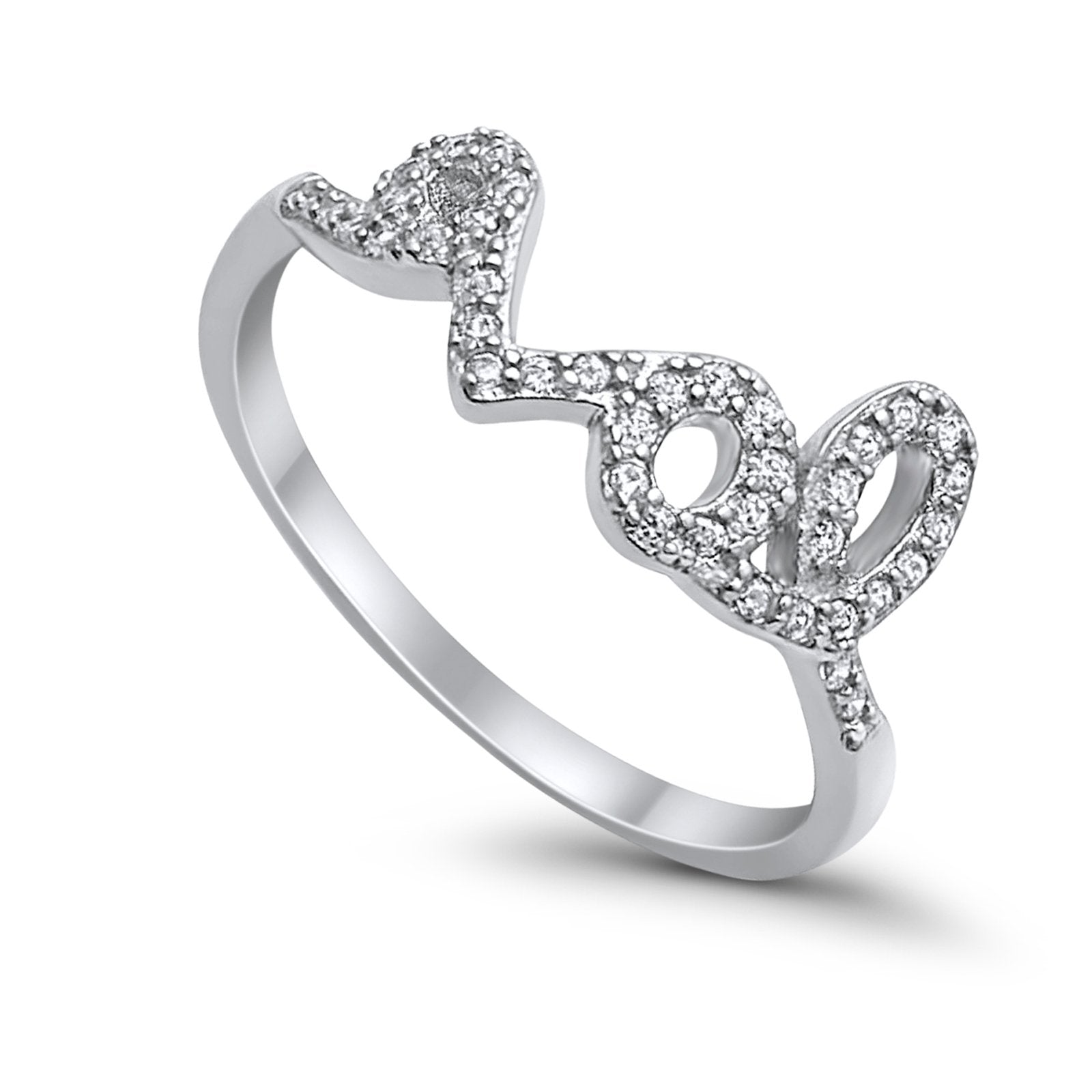 Wedding Engagement Eternity Love Ring Simulated CZ 925 Sterling Silver