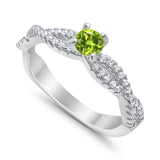 Fashion Solitaire Accent Ring Round Cubic Zirconia 925 Sterling Silver