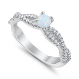 Fashion Solitaire Accent Ring Round Cubic Zirconia 925 Sterling Silver
