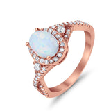 Halo Wedding Ring Simulated Cubic Zirconia 925 Sterling Silver
