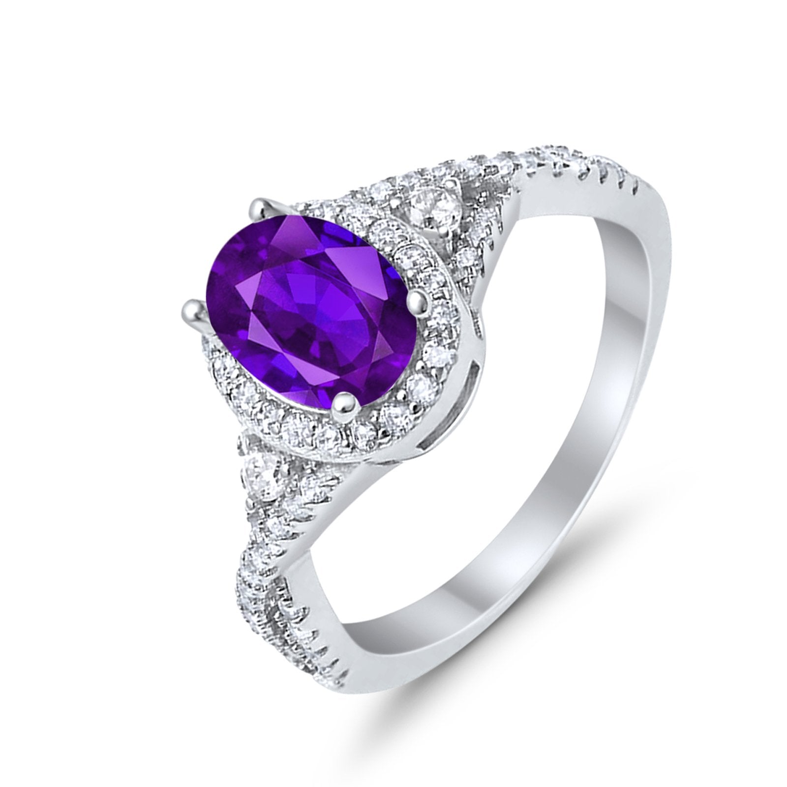 Halo Wedding Ring Simulated Cubic Zirconia 925 Sterling Silver