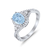 Halo Wedding Ring Simulated Cubic Zirconia 925 Sterling Silver