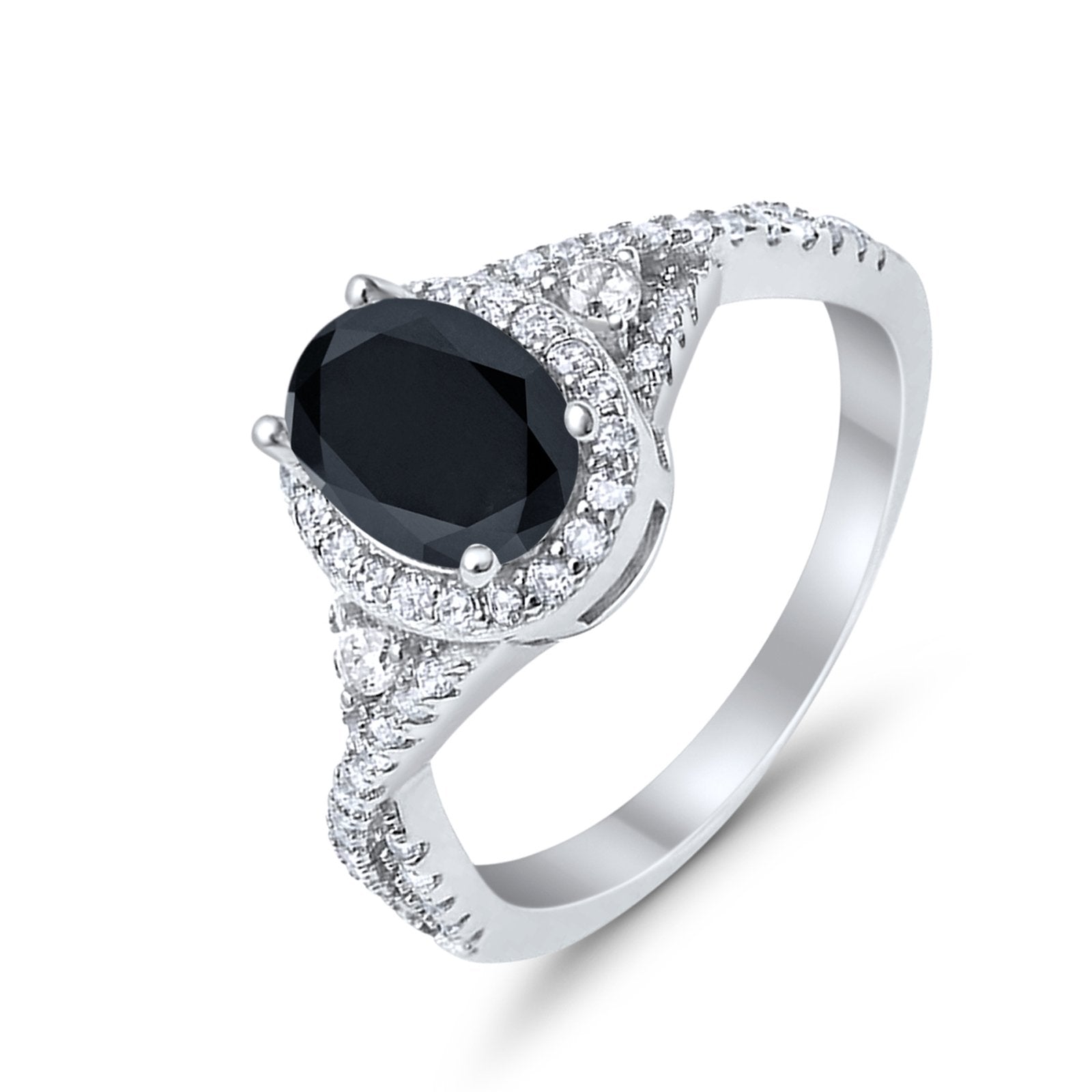 Halo Wedding Ring Simulated Cubic Zirconia 925 Sterling Silver