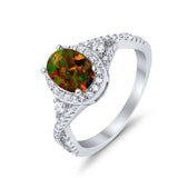 Halo Wedding Ring Simulated Cubic Zirconia 925 Sterling Silver